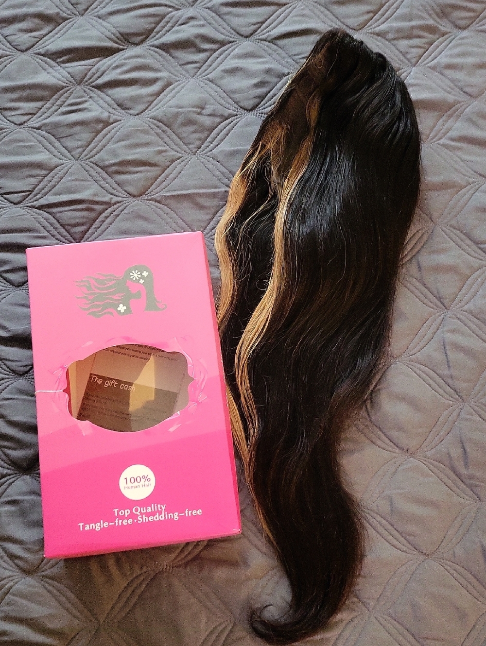 Human Hair 4x4 Lacefront Wig 24in. 1b 27 Color Cut N Worn Once Straight